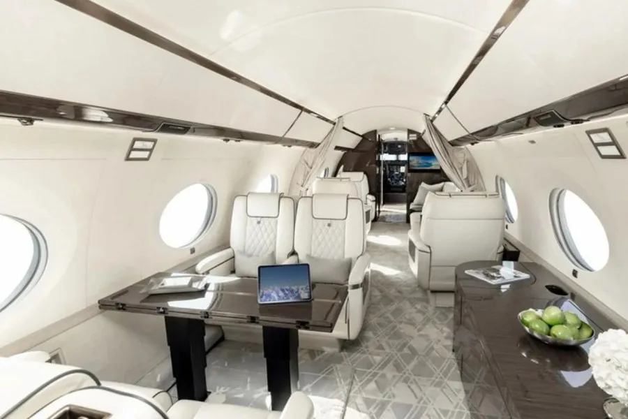 Private jet cabin interior