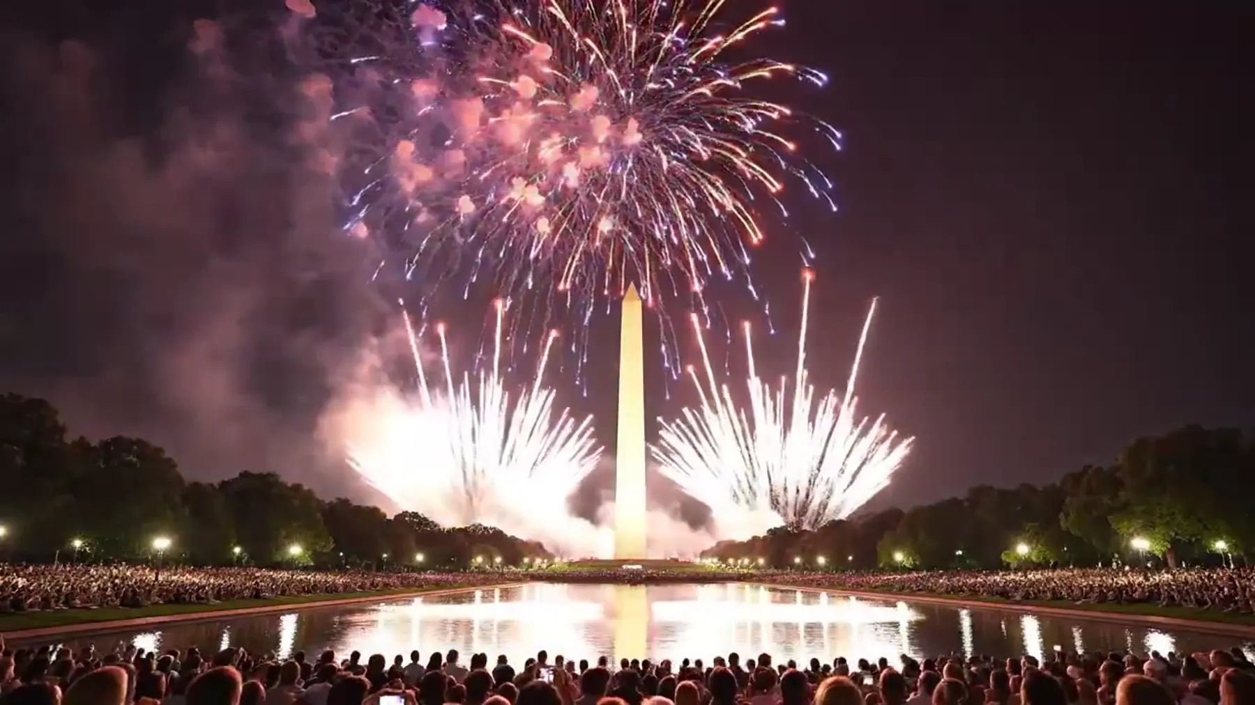 Fireworks over the Washington Monument and the Reflecting Pool